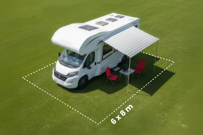 PREMIUM pitch 48 m² with motorhome and awning — CAMPING WEISS Schitterhof