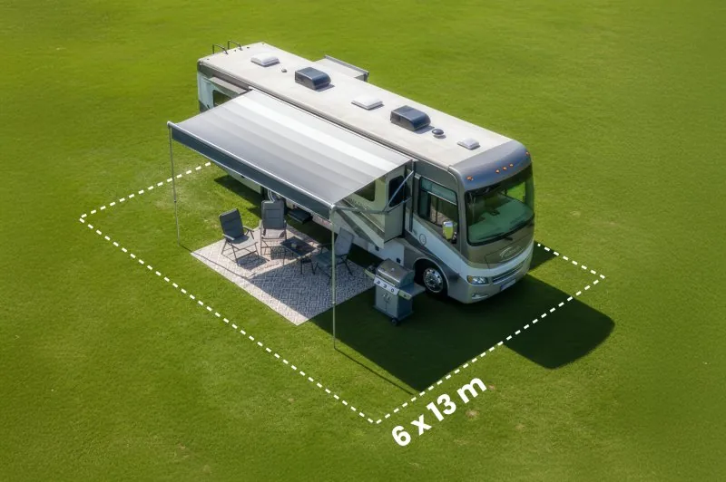 PREMIUM XXL pitch 78 m² with large motorhome — CAMPING WEISS Schitterhof